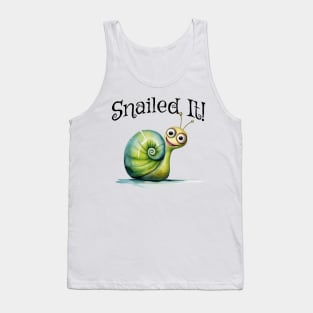 Snailed it! Happy little snail pun design Tank Top
